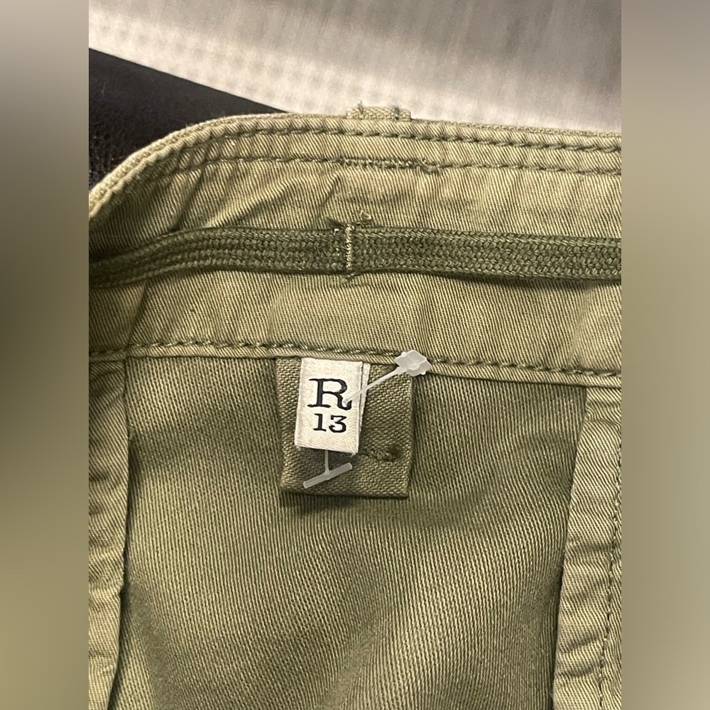 R13 harem cargo drop crotch jean denim Pant - Olive. SIZE 28 - Picture 6 of 14
